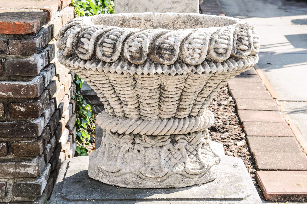 An 18th century carved limestone basket, Rococo style, around 1740.