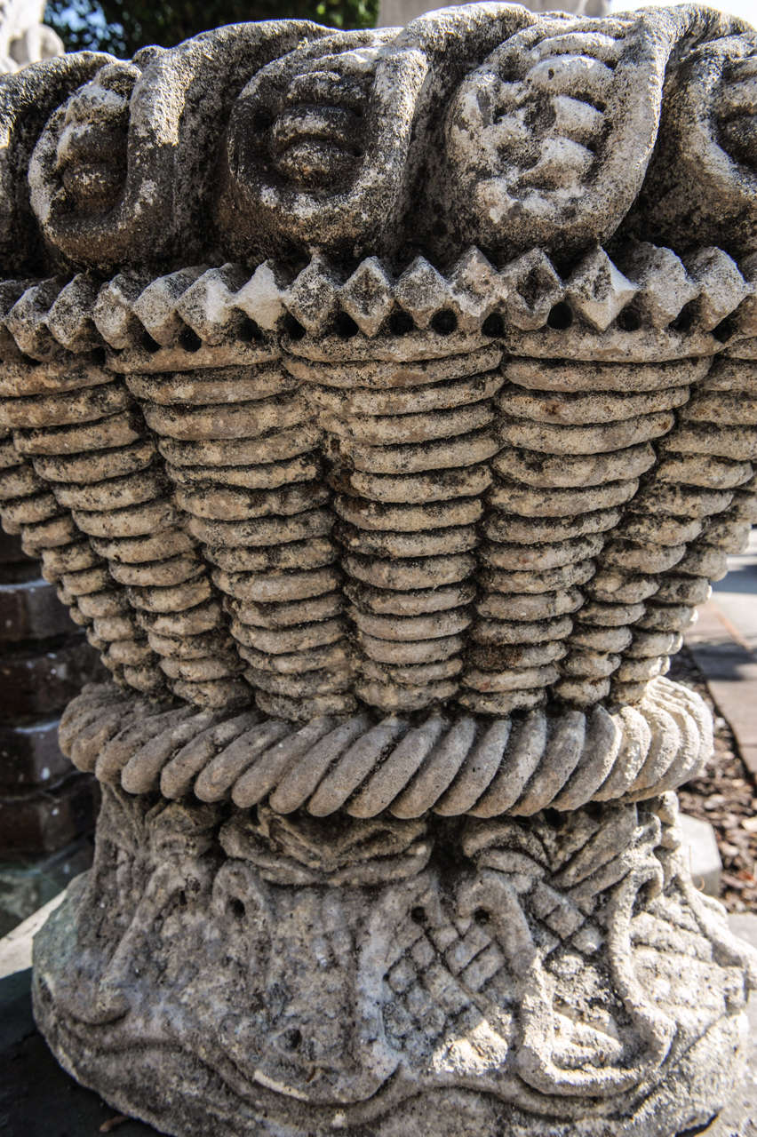 Limestone An 18th century carved limestone basket