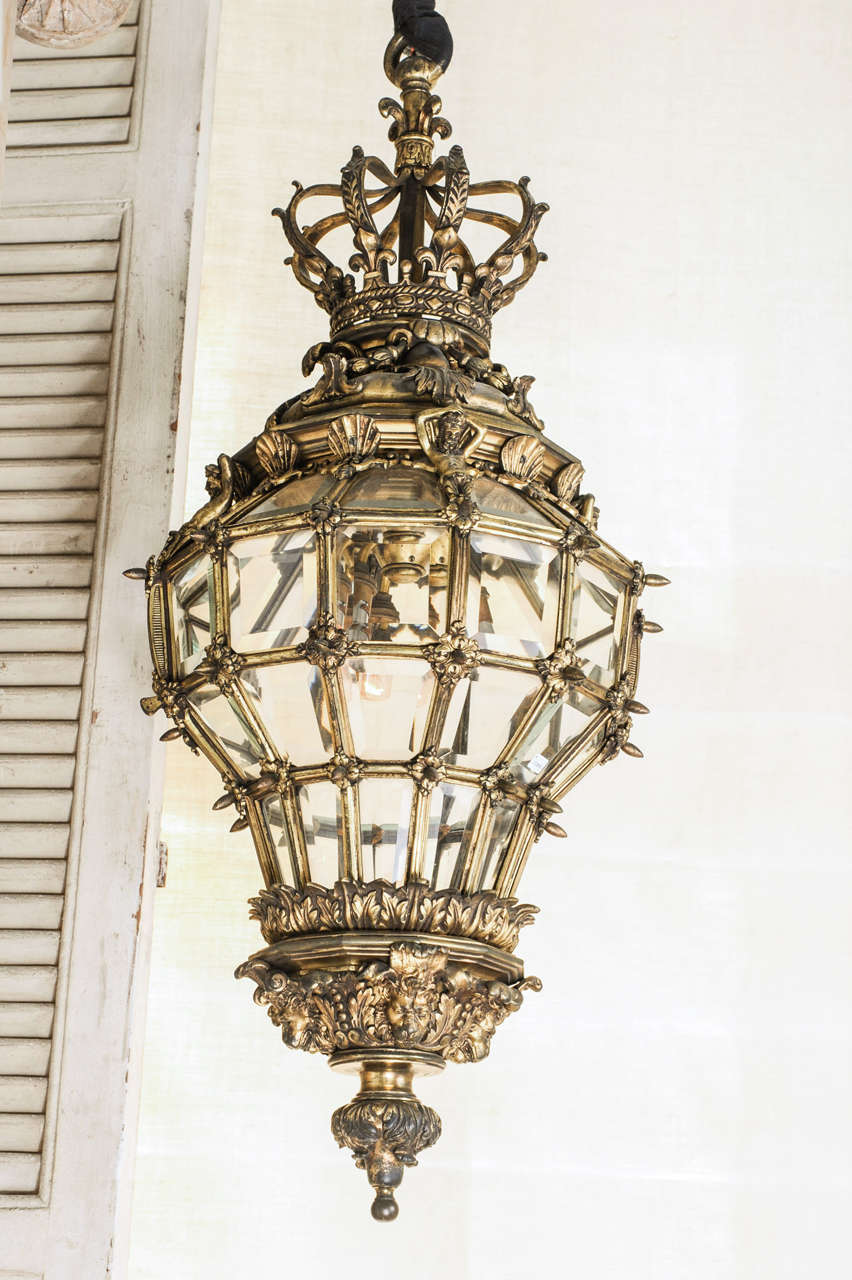 A large French Ormolu hall lantern in the style of Henri Vian, Paris