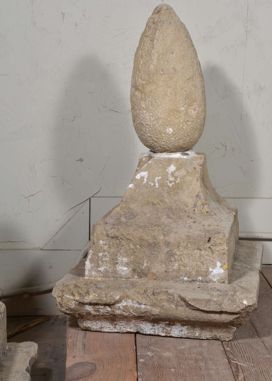 Pair of Large Early 19th Century Limestone Pediments with Finials 2