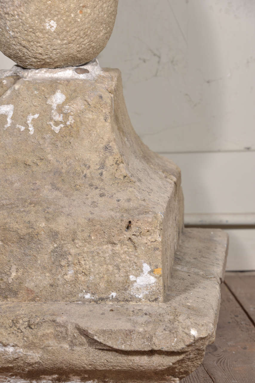 Pair of Large Early 19th Century Limestone Pediments with Finials 4