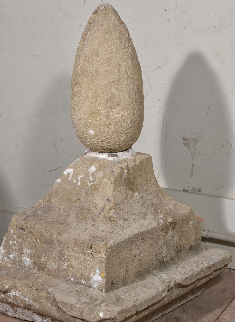 Pair of Large Early 19th Century Limestone Pediments with Finials 5