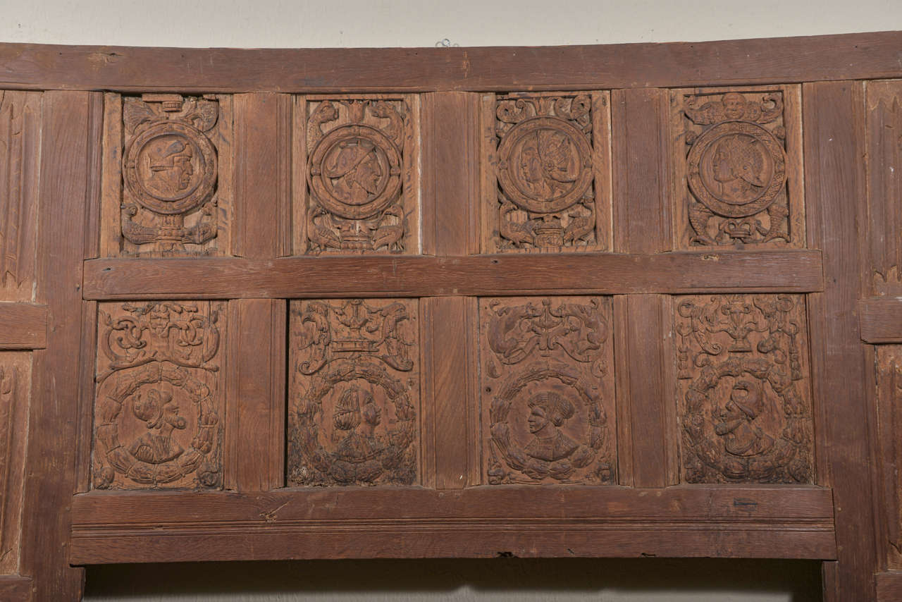 Tudor Set of Eleven 16th Century Carved Linenfold Wood Panels