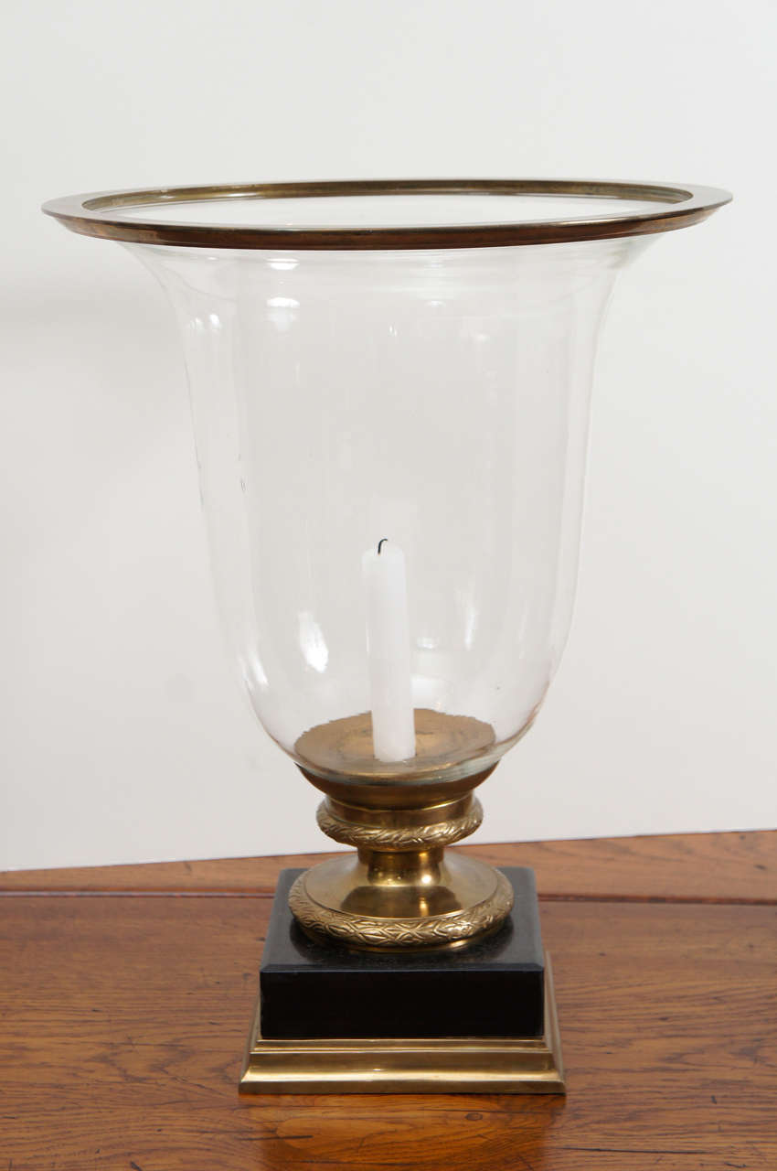 American Pair Of Glass Hurricane Lamps