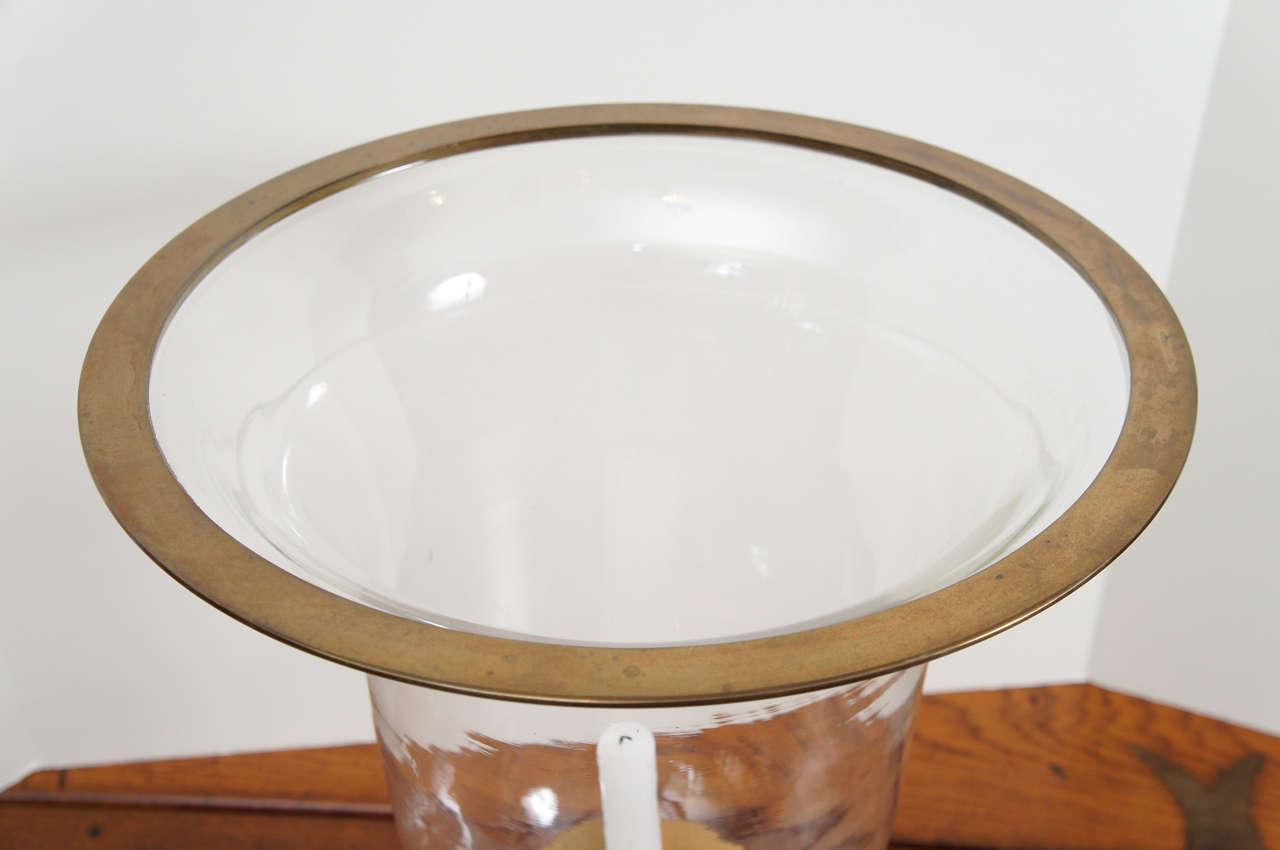 Pair Of Glass Hurricane Lamps In Good Condition In Hudson, NY