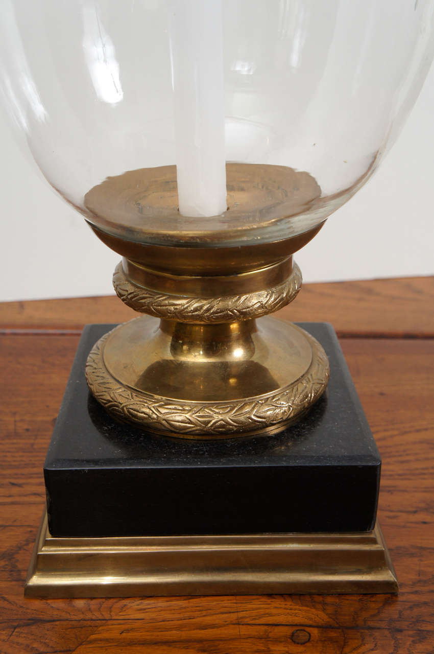 Pair Of Glass Hurricane Lamps 1