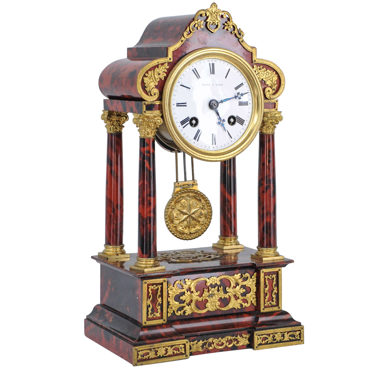 Very Attractive Small Charming Tortoiseshell clock, Signed "Leroy a Paris" For Sale