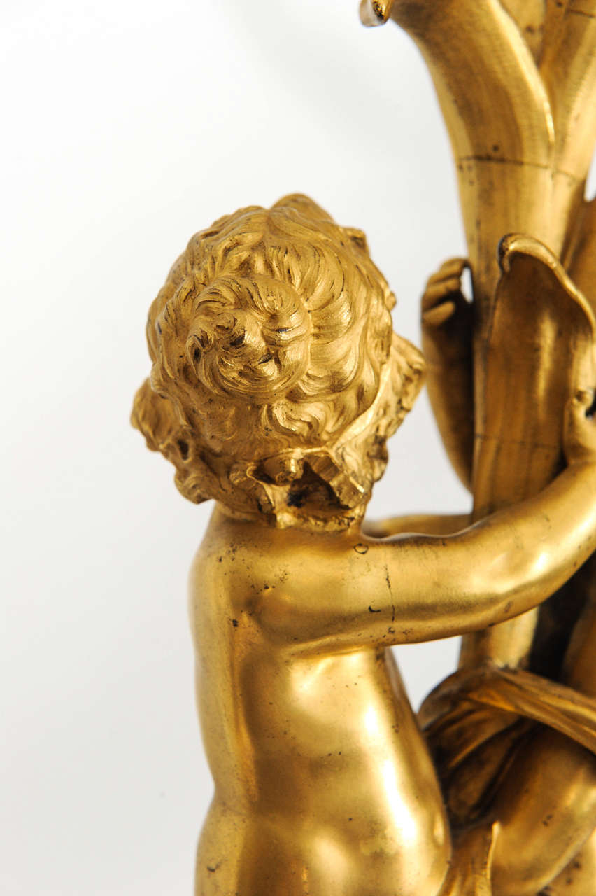 A Pair Of Large Gilt Bronze And Marble Figural Lamps, Circa 1900. For Sale 2