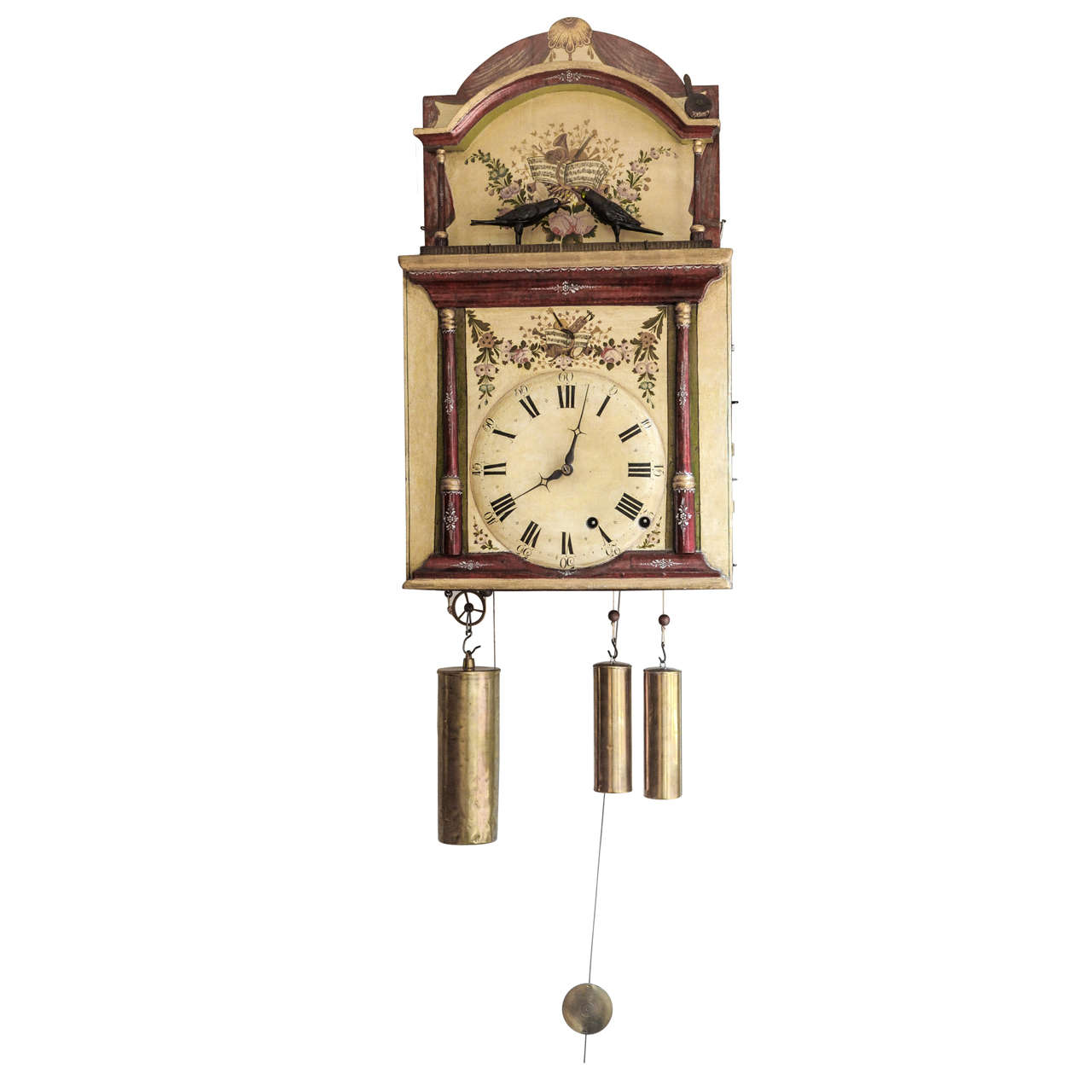 Polychrome Animated Black Forest So-Called 'Flötenuhr' Wall Clock For Sale