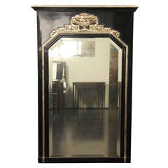 French Art deco Black and White Gold Leaf Wall Mirror 3