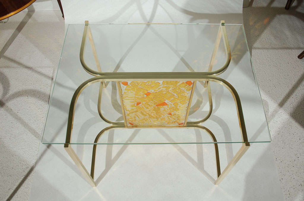 Pair of Italian Brass and Lucite Side Tables 3
