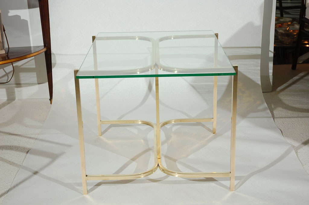 Pair of Italian Brass and Lucite Side Tables 4