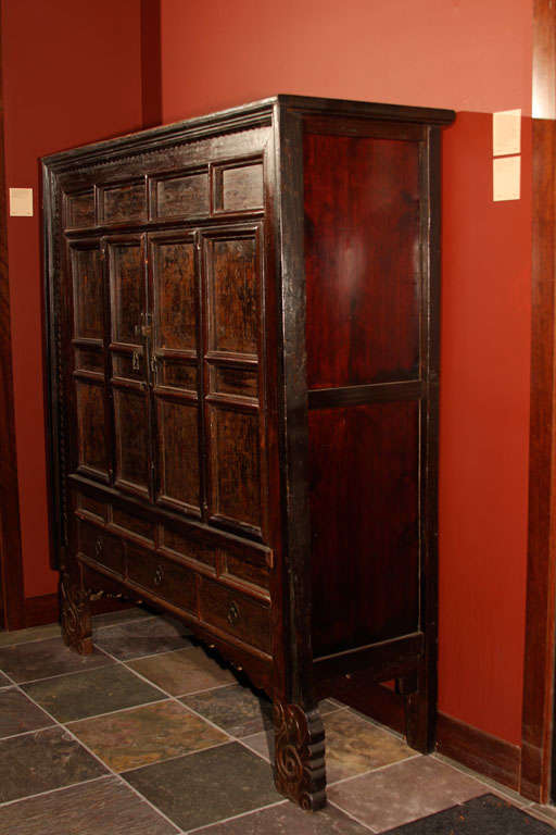 Chinese Lacquered Elm Wood Cabinet 2