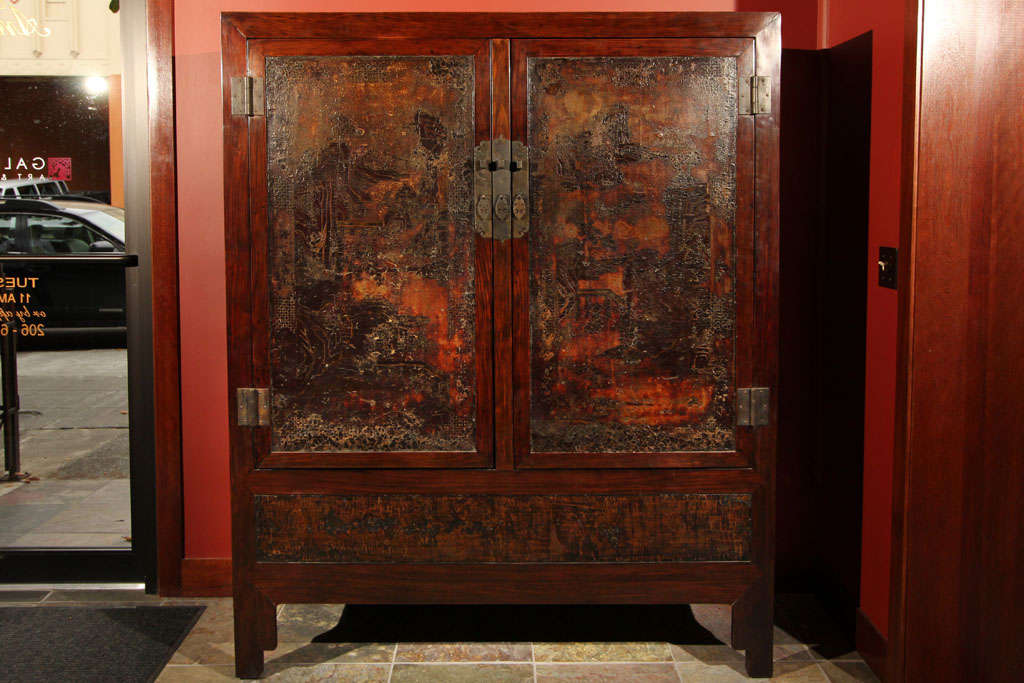 Chinese Lacquered Blackwood Cabinet