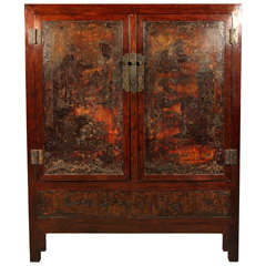Chinese Lacquered Blackwood Cabinet