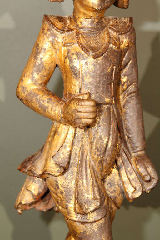 19th Century Burmese Carved Wood Soldier For Sale