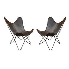 Vintage Leather Butterfly Chairs