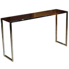 Milo Baughman-attributed Chrome and Rosewood Console Table