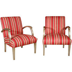 Pair of Hollywood Regency-style with silver -leafed legs/arms