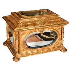 Antique 19th c large bronze dore table box