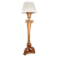 19th c Louis XVI carved and gilded floorlamp