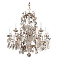 Rock crystal and silvered iron 17 light chandelier by BAGUES