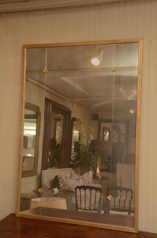 French Antiqued Mirror with Rosettes, Made in France