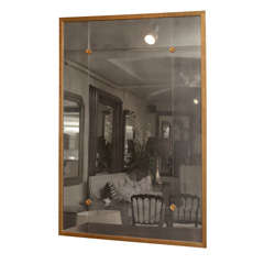French Segmented Antiqued Mirror w Rosettes