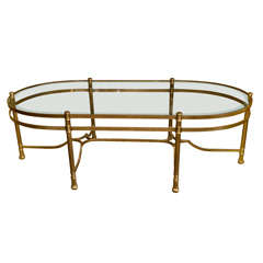 Antique Brass Oval Coffee Table