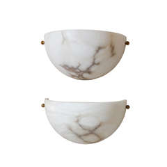 Pair Alabaster Wall Sconces by Lightolier