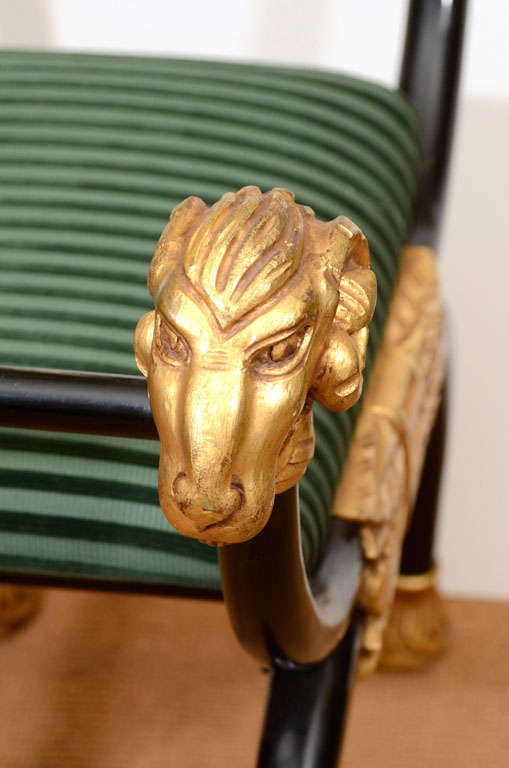 Regency Style Lacquer Bench with Gilt Carving 1
