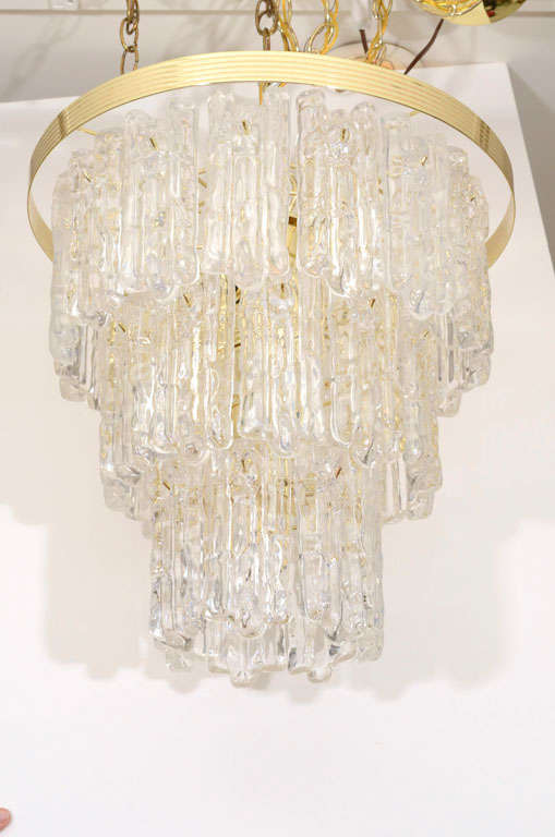 20th Century Kalmar Style Ice Chandelier In Lucite And Brass