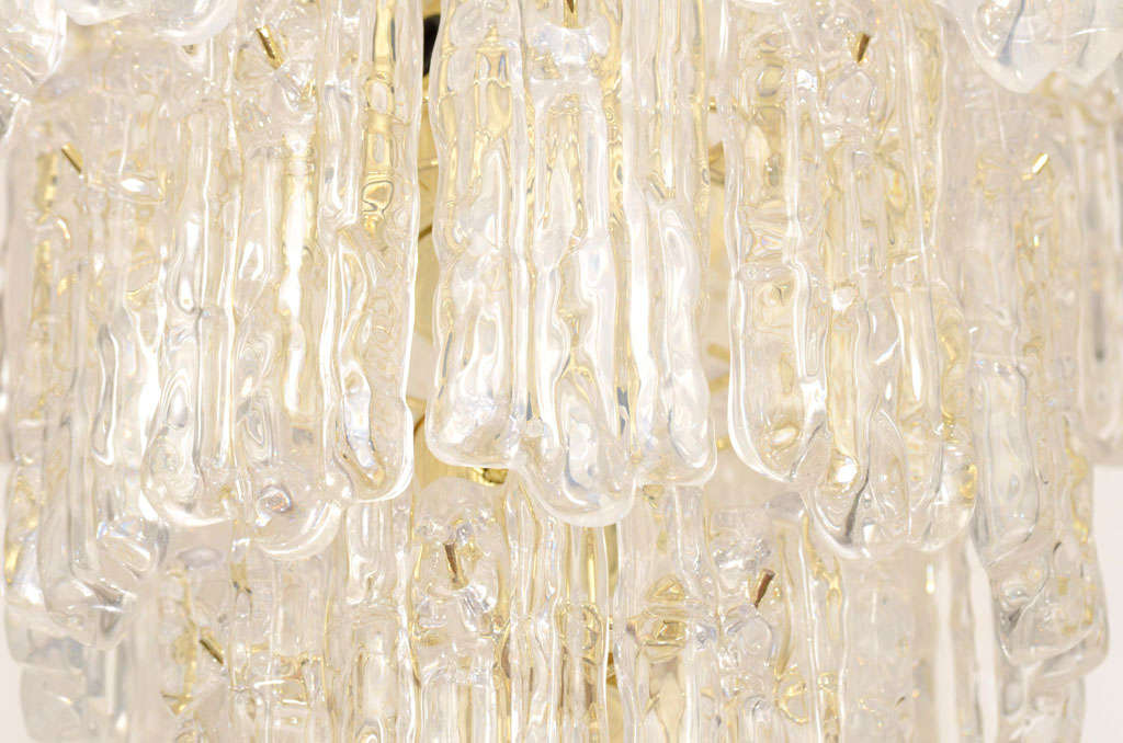 Kalmar Style Ice Chandelier In Lucite And Brass 3