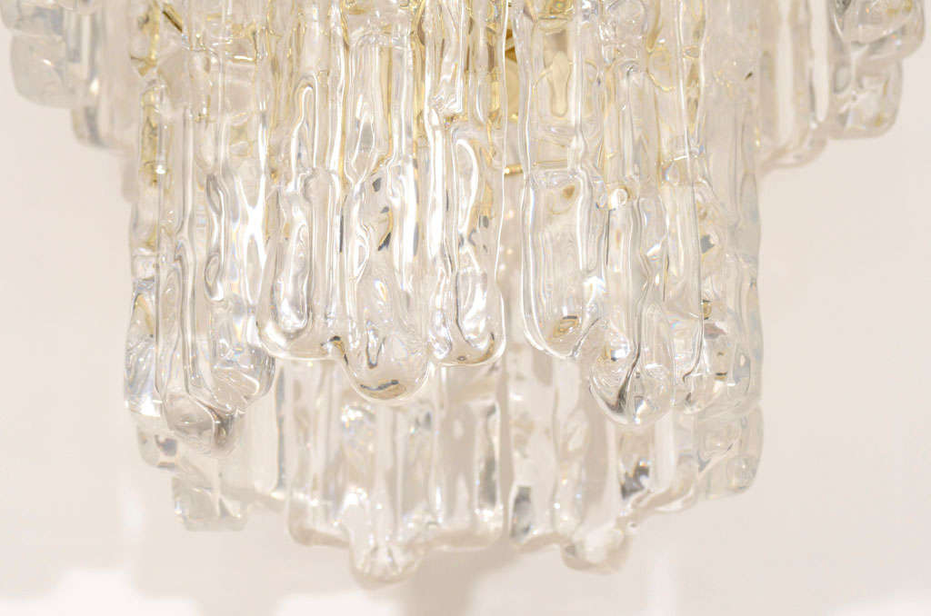 Kalmar Style Ice Chandelier In Lucite And Brass 4