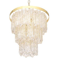 Vintage Kalmar Style Ice Chandelier In Lucite And Brass