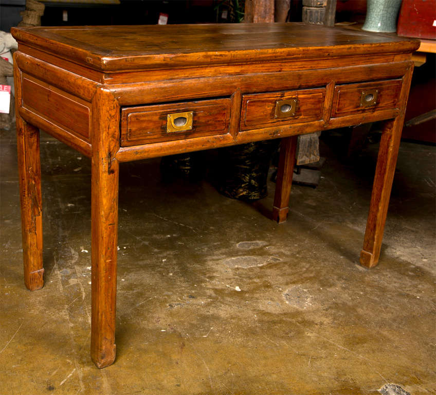 Vintage  Elm And Walnut Console Table