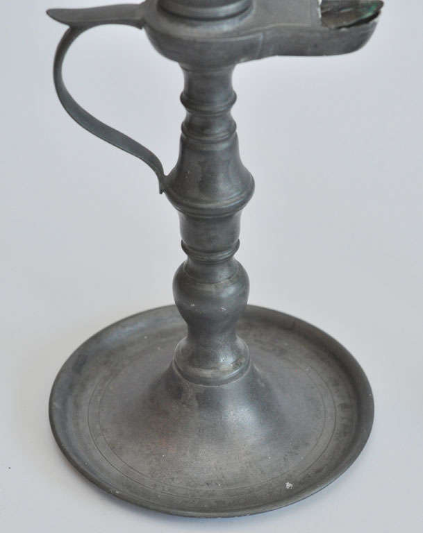 Pewter Pair of Antique French Oil Lamps