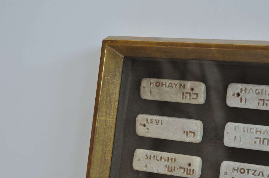 Unknown 19th Century Set of Torah (Hebrew) Markers Framed in Giltwood Frame-Judicah