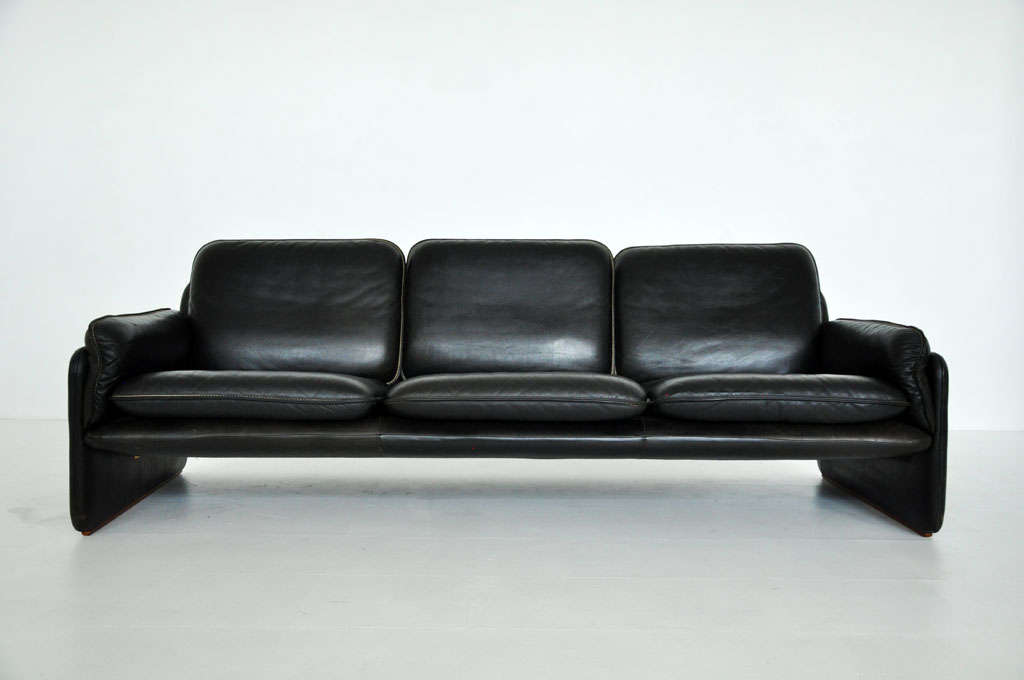 Black leather sofa by DeSede.  Original black leather in excellent condition.