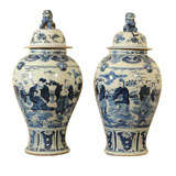 Pair of Blue and White Ginger Jars Pair of Blue and White Ginger Jars