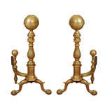A Pair of  Brass Andirons