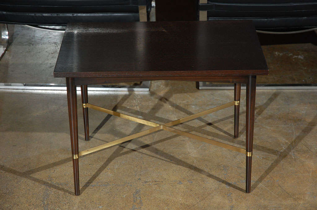 American Paul McCobb side table with brass cross bars Connoisseur