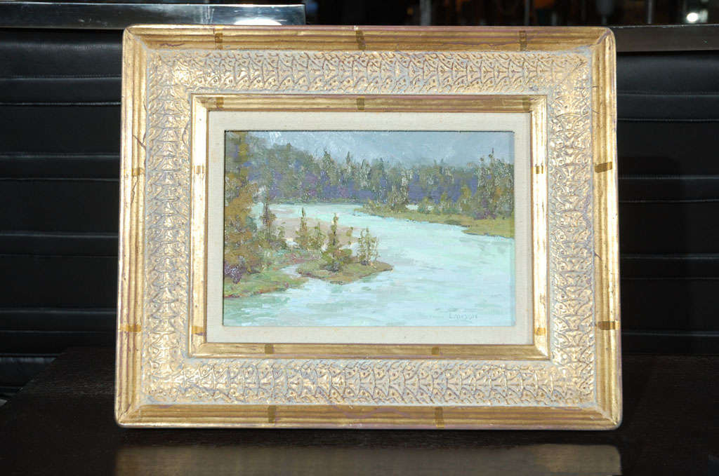 Traditional landscape for the very well known Wyoming artist Tim Lawson, signed and dated also copyright in the back 1986, Measures including frame 12 x 16 inches.