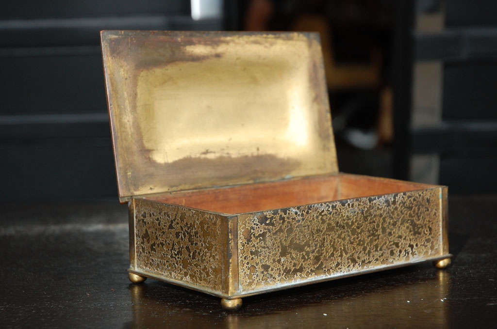 Nice Tiffany Furnaces bronze box, with gold dore patina enamel 2