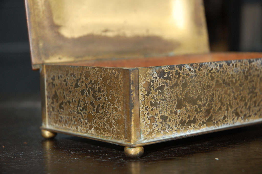Nice Tiffany Furnaces bronze box, with gold dore patina enamel 3