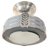Spectacular Art Deco Cylindrical Chandelier with Chrome Banding