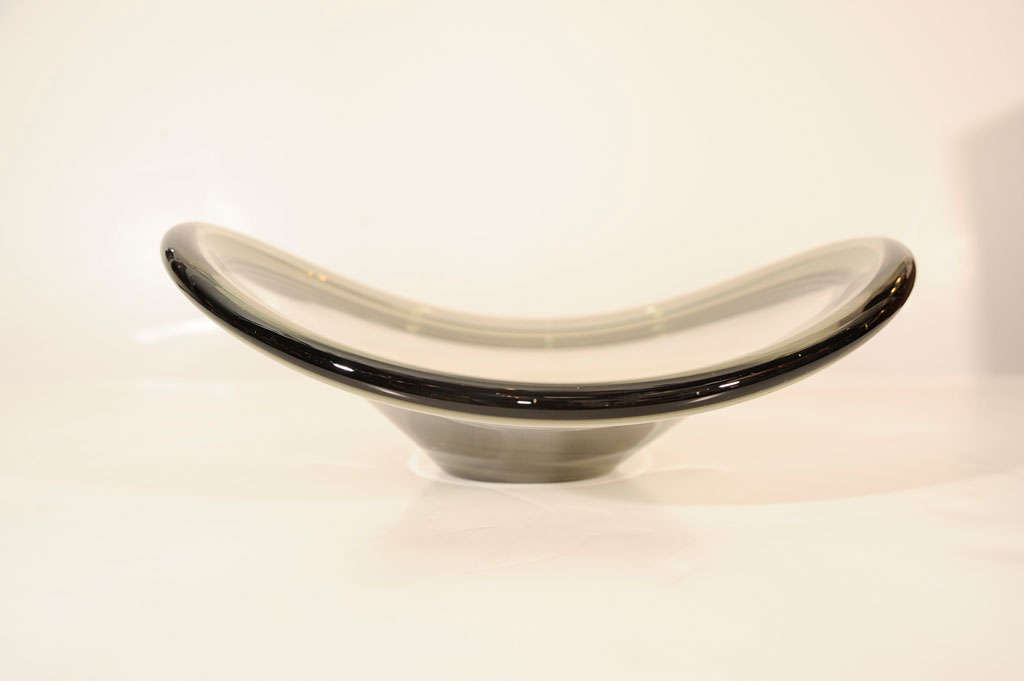 Danish Modernist Smoked Glass Bowl by Holmegaard