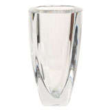 Modernist Crystal Vase with Pale Blue Hues by Stromberg