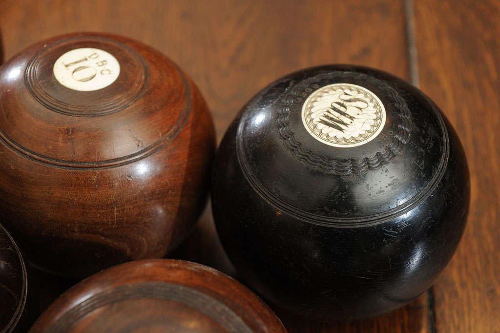 19th Century 19th c. British Lignum Vitae Lawn Bowling Balls