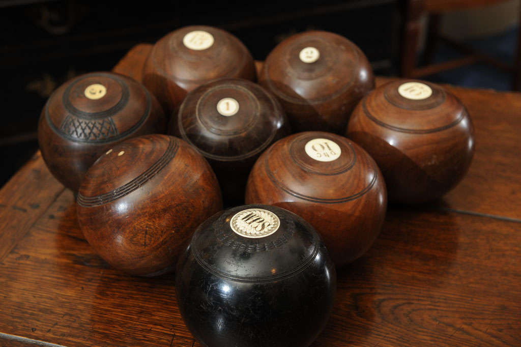 19th Century 19th c. British Lignum Vitae Lawn Bowling Balls